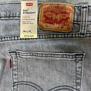 NWT Levi’s 514 Gray straight fit jeans 36/32